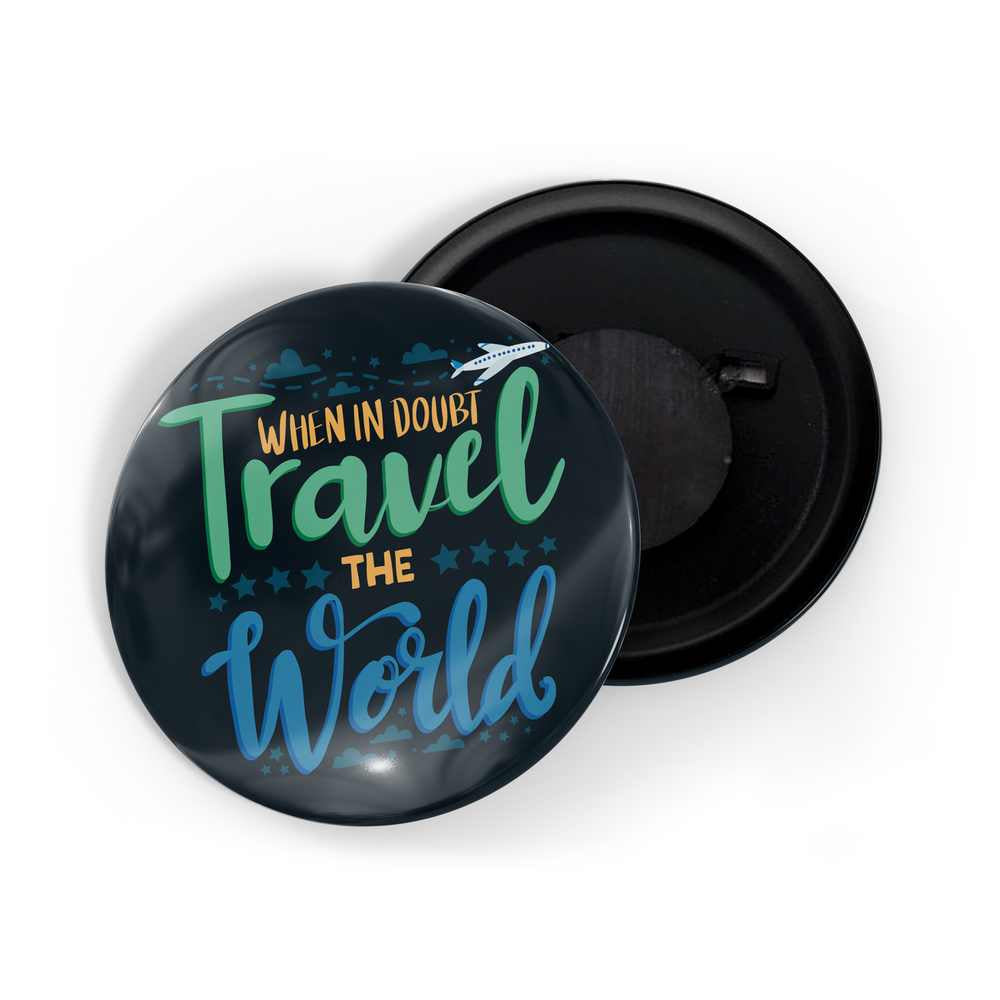 dhcrafts Fridge Magnet Black When In Doubt Travel The World Adventure Glossy Finish Design Pack of 1 (58mm)